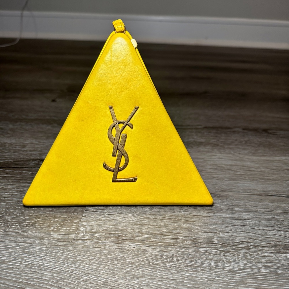 Yves Saint Laurent Yellow Triangle Wristlet Bag - Picture 2 of 8